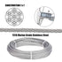 50FT 1/8" T316 Marine Grade Stainless Steel Wire Cable Ropes Sun Shade Sails Hardware Kits 6inch