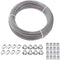 T316 Stainless Steel 50ft 1/8" Wire Rope Sun Shade Sail Cable Wire Hardware Kits with Cable Clamp