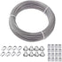 T316 Stainless Steel 50ft 1/8" Wire Rope Sun Shade Sail Cable Wire Hardware Kits with Cable Clamp