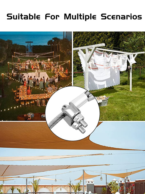 12pcs M3 Wire Rope Clip Clamp Fit for 1/8 Wire Rope Secure Loop, 304 Stainless Steel Cable Clamps 1/8,Heavy Duty U Bolt Cable Clamp Fastener with Anti-Loosening Nuts