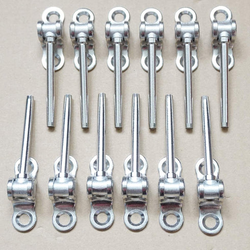 12 Pack Cable Railing Hardware Kits Fit 1/8" Stainless Steel Wire Rope Cable -Toggle Turnbuckle & End 0-180 Angle Adjustable For Garden Deck/Stair Railing, Fence