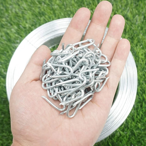 100m/ 2mm Garden Wire Coil Galvanised Wire Fencing with Screw Eyes,Fence Nail
