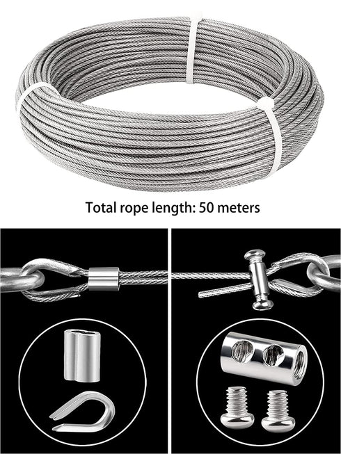 164ft 1/8" PVC Coated Stainless Steel Cable Wire Rope Kit Cable Decking Railing