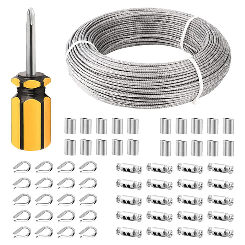 328ft 1/8" Stainless Steel Coated Cable Wire Rope Kit for Outdoor Railing W9