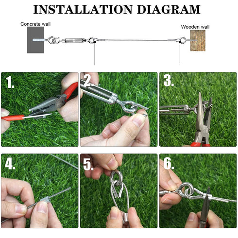 200FT 304 Stainless Steel PVC Coated Garden Wire Cable Railing Wire Fence Roll Kits