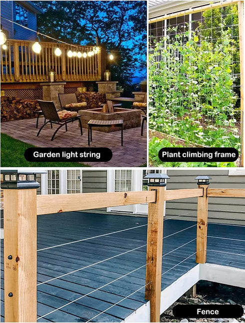 Garden Wire, 65ft (5/64 inch), Vinyl Coated 304 Steel Wire Garden Wire for Plants, with M4 Turnbuckle Screws M2 Aluminum Sleeve