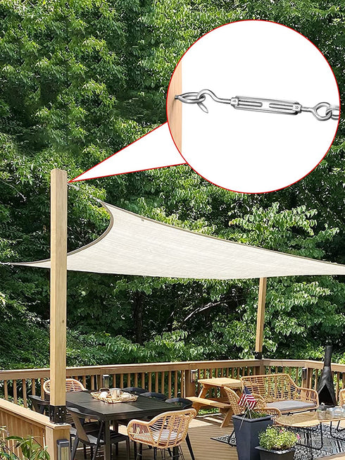 T316 Stainless Steel 50ft 1/8" Wire Rope Sun Shade Sail Cable Wire Hardware Kits with Cable Clamp