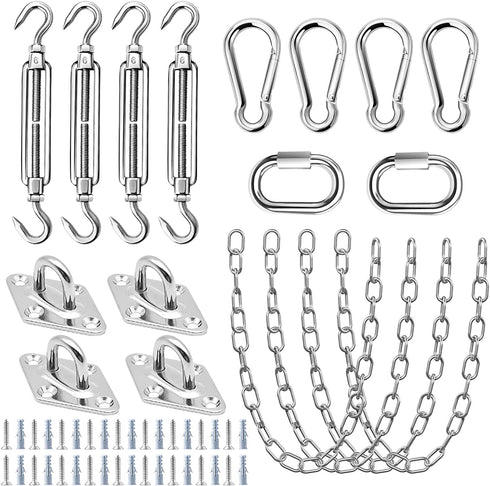 Stainless Steel Sun Shade Sail Hardware Kit 6inch with Chains Rope