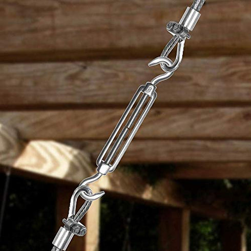 10pcs M5 304 Stainless Steel CC Turnbuckle Wire Tensioner Strainer