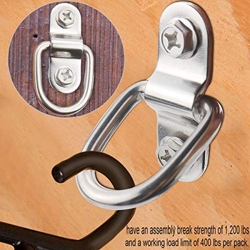 10 Pack D Ring Tie Down Anchors Lashing Rings, 1/4'' D Rings Anchor 1200 lbs Capacity Trailer Anchors Points with Mounting Bracket & 1 Wood Screw Fastener ¡