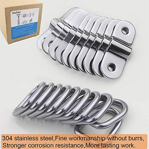 10 Pack D Ring Tie Down Anchors Lashing Rings, 1/4'' D Rings Anchor 1200 lbs Capacity Trailer Anchors Points with Mounting Bracket & 1 Wood Screw Fastener ¡