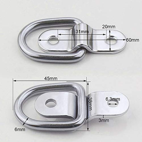 10 Pack D Ring Tie Down Anchors Lashing Rings, 1/4'' D Rings Anchor 1200 lbs Capacity Trailer Anchors Points with Mounting Bracket & 1 Wood Screw Fastener ¡