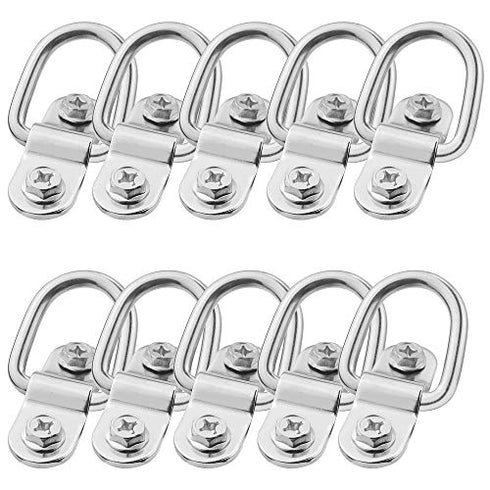 10 Pack D Ring Tie Down Anchors Lashing Rings, 1/4'' D Rings Anchor 1200 lbs Capacity Trailer Anchors Points with Mounting Bracket & 1 Wood Screw Fastener ¡