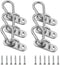12 Pcs 304 Stainless Steel Eye Plate and Carabiner Clips Heavy Duty, Oblong Pad Eye Plate Metal Staple Ring Hook Hardware 2 Holes With Screw