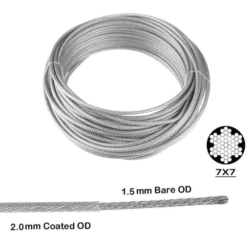 TooTaci Garden Wire/Picture Wire/Wire Fence Roll Kit, PVC Coated Heavy Duty 304 Stainless Steel Cable Rope,Lag Screw Eye Screw,Turnbuckle Wire Tensioner Strainer