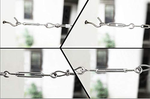 10pcs OC Turnbuckle Wire Tensioner Strainer M5 304 Stainless Steel Hook and Eye Rope Cable Tension Set
