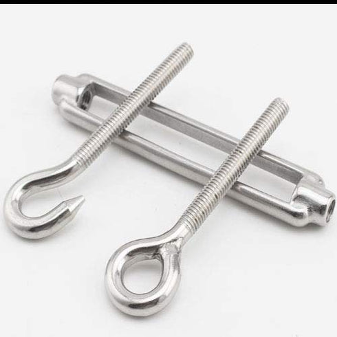 10pcs OC Turnbuckle Wire Tensioner Strainer M5 304 Stainless Steel Hook and Eye Rope Cable Tension Set