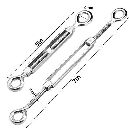 10pcs OO Turnbuckle Wire Tensioner Strainer M5 304 Stainless Steel Rope Cable Tension Set