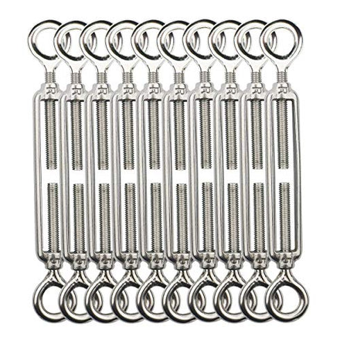 10pcs OO Turnbuckle Wire Tensioner Strainer M5 304 Stainless Steel Rope Cable Tension Set