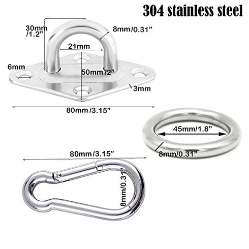 TooTaci Suspension Ceiling Hooks Hammock Swing Hook, Boxing Punch Bag Ceiling Hook with Expansion Bolts, 304 Stainless Steel (set3)