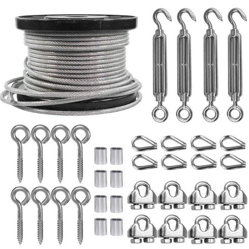 200 ft 3/16" Cable Railing Kit PVC Coated Stainless Steel Wire Rope 4PACK for Light Hanging