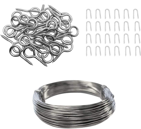 100m/ 2mm Garden Wire Coil Galvanised Wire Fencing with Screw Eyes,Fence Nail