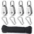 15mm 4Pcs Crane Pulley Block Swivel Hook Single Pulley Block Hanging Wire Towing Wheel 304 Stainless Steel 30 Meter Nylon Pulley Line Rope & Carabiner Snap Hook Clips