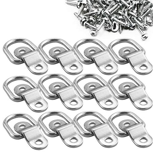 16 Pack D Ring Tie Down Ring Load Anchor Trailer Anchor Forged Lashing Ring, Surface Floor Mount Tie Down Ring, with 1 Wood Screw Fastener for Safe and Secure Hauling