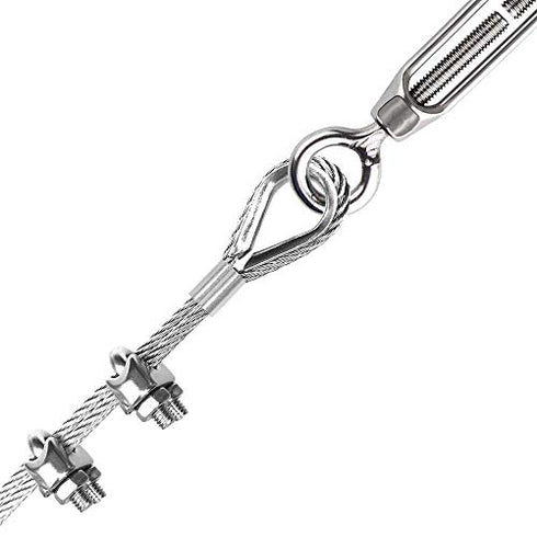 16 Pack M3 Wire Rope Clip Cable Clamp 304 Stainless Steel U Bolt Saddle Fastener for 3mm (1/8 ) Wire Rope Cable Contain Aluminum Crimping Loop