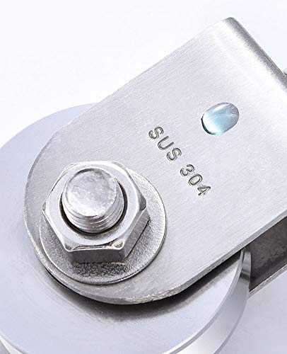 TooTaci Crane Pulley Block Lifting Crane Swivel Hook Hanging Wire Towing Wheel V Type 304 Stainless Steel Duplex Bearing Super Silent Detachable 360 Degree Rotation Heavy Duty Traction Wheel