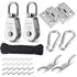Pulley System Set 304 Stainless Steel M20 Single Pulley Wheels with Rope and Hooks