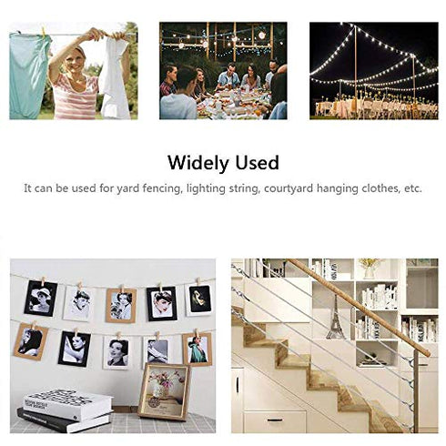 TooTaci Garden Wire/Picture Wire/Wire Rope Steel Cable Railing Kits Include Stainless Steel Wire Rope Cable, Aluminum Crimping Sleeves and Stainless Steel Thimble - 164ft