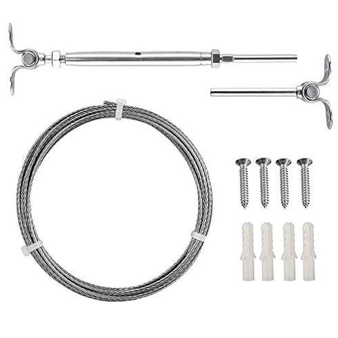 TooTaci 10m/33ft 1/8 Wire Rope for Garden Wire/Light Hanging Wire Fence Roll Kit , Adjustable Swage Toggle Turnbuckle & End,T316 Marine Grade