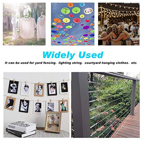 100ft 1/8" Garden Wire Rope Steel Cable Railing Kits A30