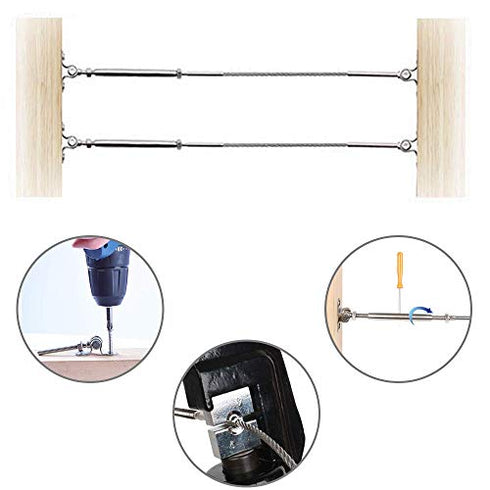 TooTaci 10m/33ft 1/8 Wire Rope for Garden Wire/Light Hanging Wire Fence Roll Kit , Adjustable Swage Toggle Turnbuckle & End,T316 Marine Grade