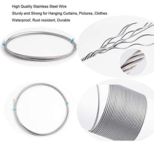 TooTaci Garden Wire/Light Hanging Wire Fence Roll Kit With 1/8 Wire Rope,Angle 180¡ã Adjustable Swage Toggle Turnbuckle & End,T316 Marine Grade