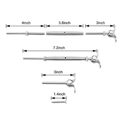 TooTaci Garden Wire/Light Hanging Wire Fence Roll Kit With 1/8 Wire Rope,Angle 180¡ã Adjustable Swage Toggle Turnbuckle & End,T316 Marine Grade