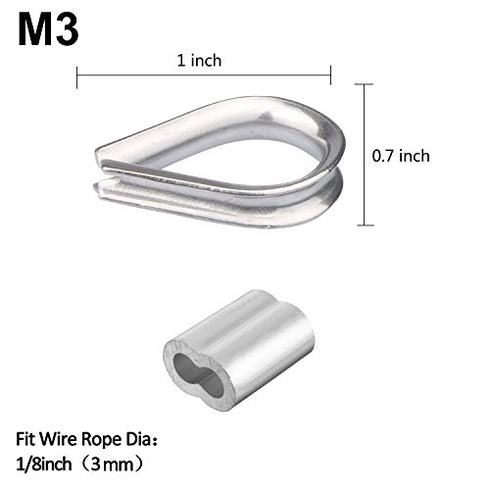 TooTaci Heavy Duty Wire Rope Tension Kits with Turnbuckle and Cable Clamp