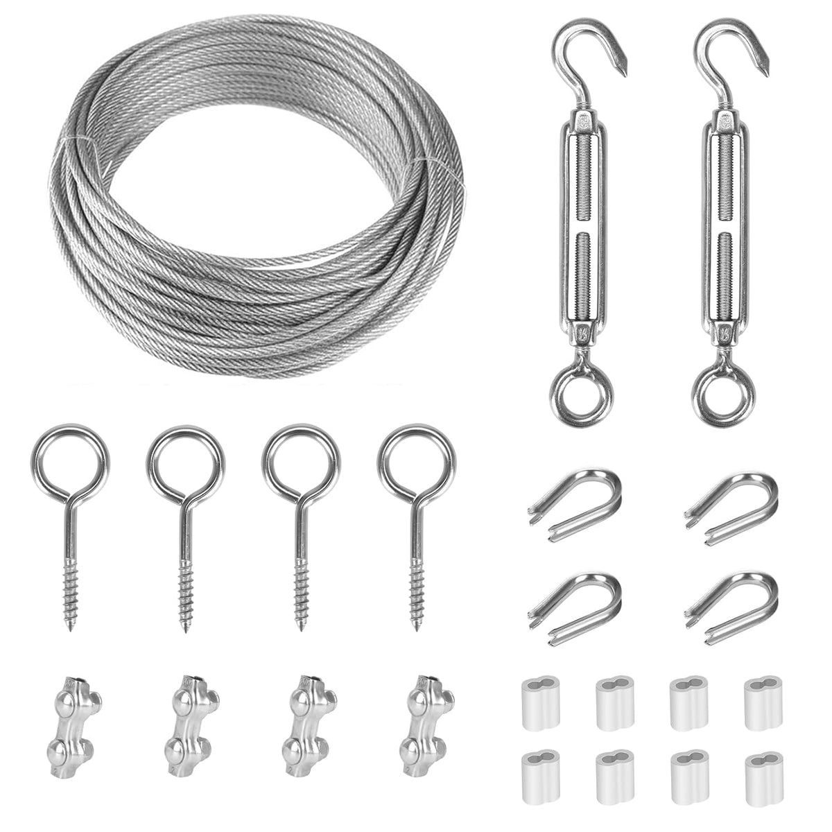 TooTaci 1/16 Wire Rope Kit, 50ft Vinyl Coated Stainless Steel Cable, 7 ...